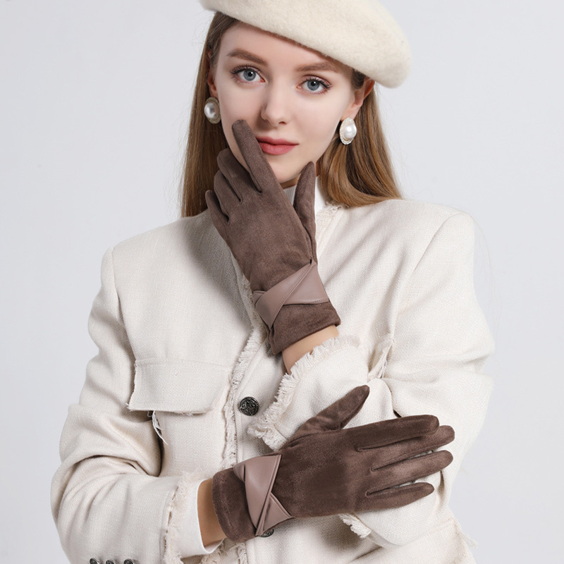 Leather Driving Glove - 1 Para Zamszowych Rękawiczek Damskich Zimowych
