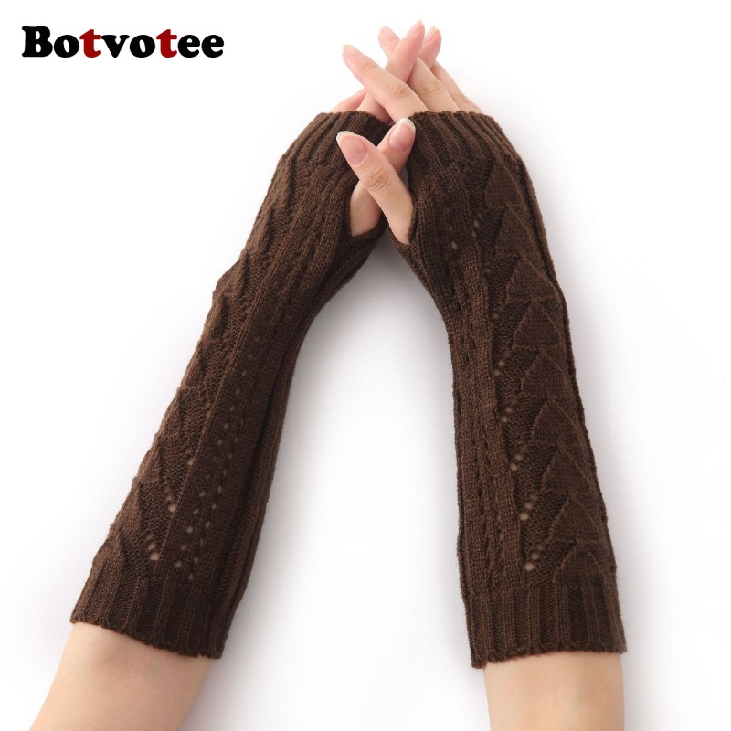 Fingerless Glove Knit - Botvotee dla kobiet, zimowe dzianinowe rękawiczki