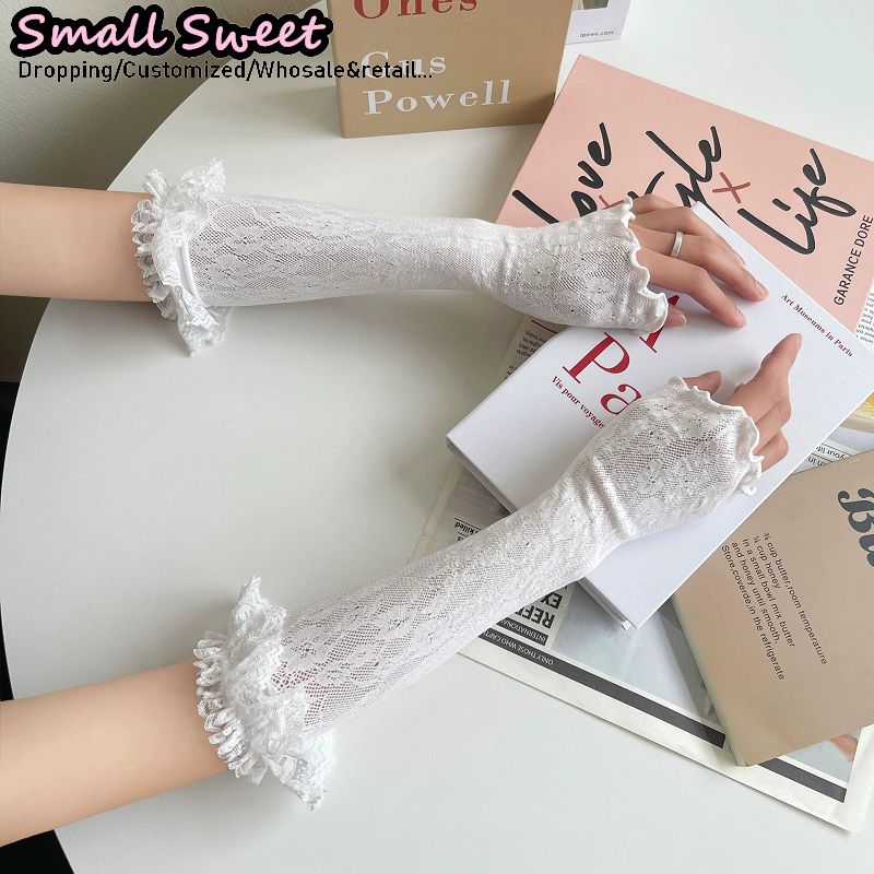 Fingerless Glove Knit - Damskie białe rękawki Harajuku na lato,