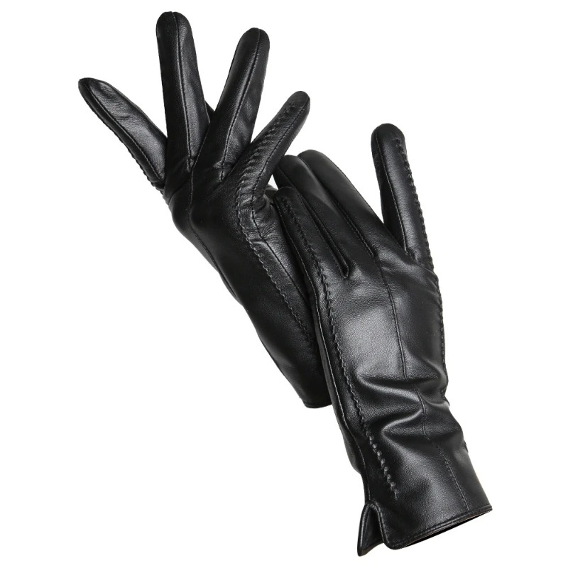 Leather Driving Glove - Damskie rękawiczki z owczej skóry, zimowe,