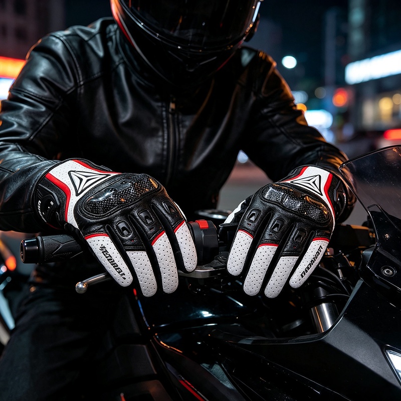 Motorcycle Glove Knuckle - Rękawice motocyklowe z prawdziwej skóry, pełnopalcowe,