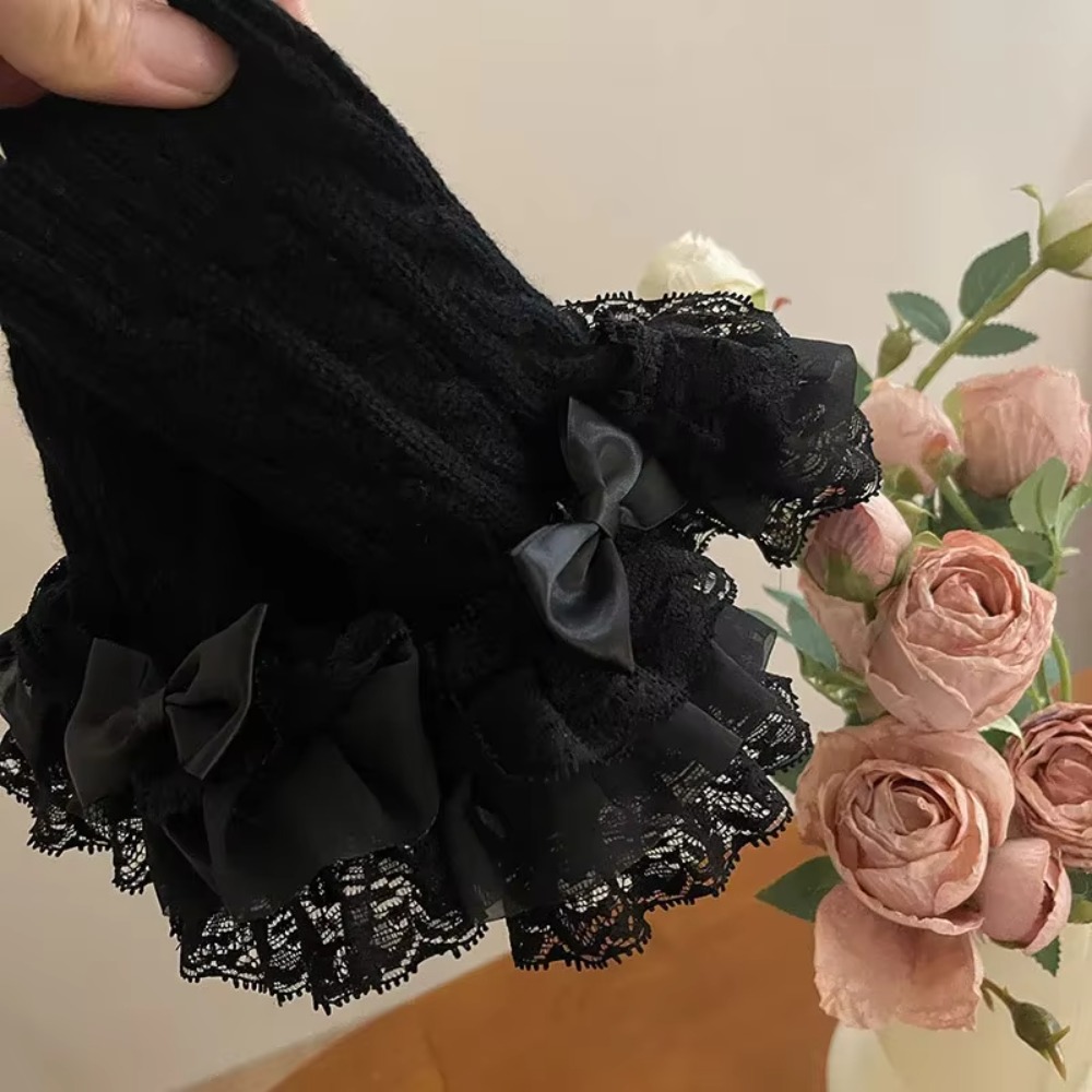 1 para koronkowych rękawiczek  – Fingerless Glove Knit recenzja i cena