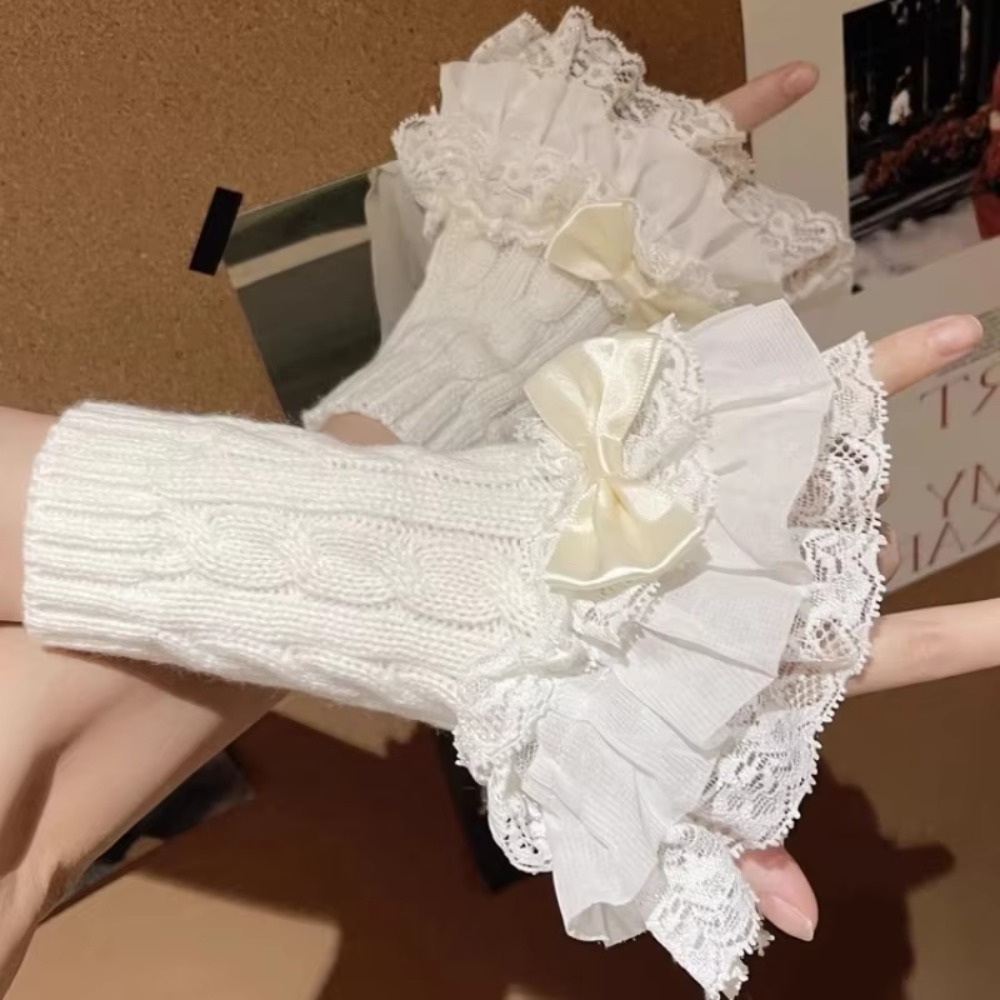 1 para koronkowych rękawiczek  – Fingerless Glove Knit recenzja i cena